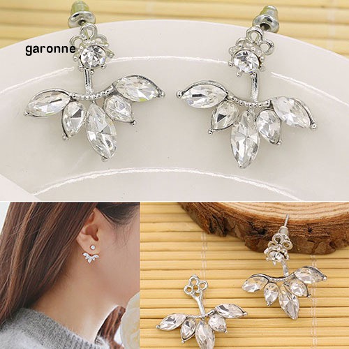 Khuyên tai hình chiếc lá đính đá phong cách thanh lịch dành cho nữ
