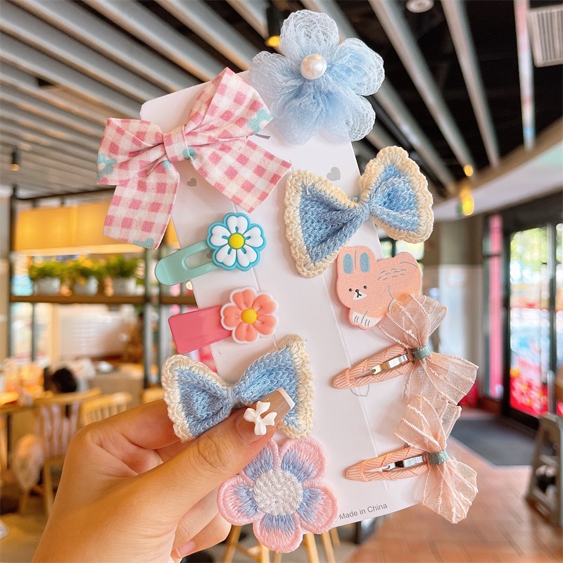 [Set 10] Kẹp tóc vải cao cấp hoạt hình nhiều kiểu xinh xắn công chúa Hàn Quốc cho bé SK3