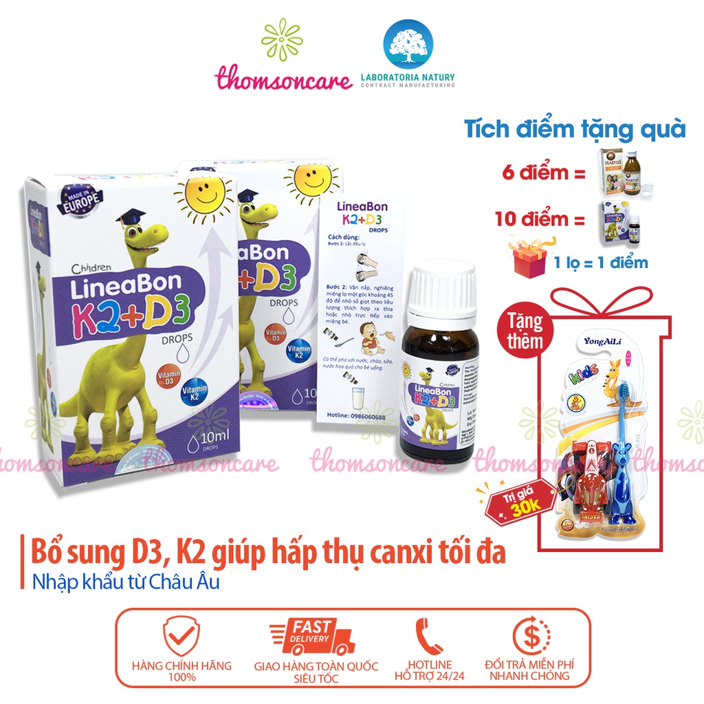 D3 K2 Lineabon bổ sung vitamin d3 cho trẻ sơ sinh, giúp hấp thụ d3k2 canxi, giảm còi xương, tăng chiều cao