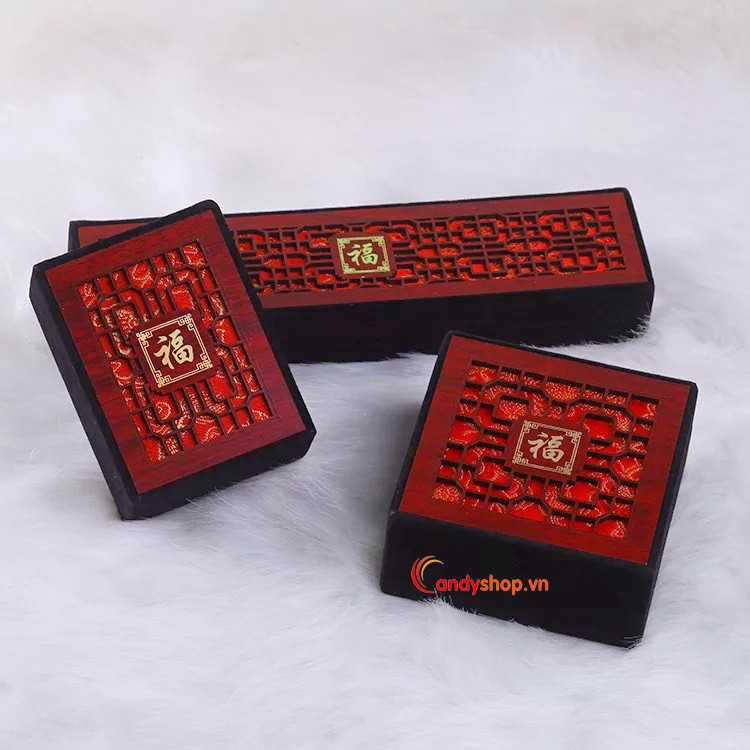 [HCM] Hộp vải nhung đựng trang sức chữ Phúc - Candyshop88