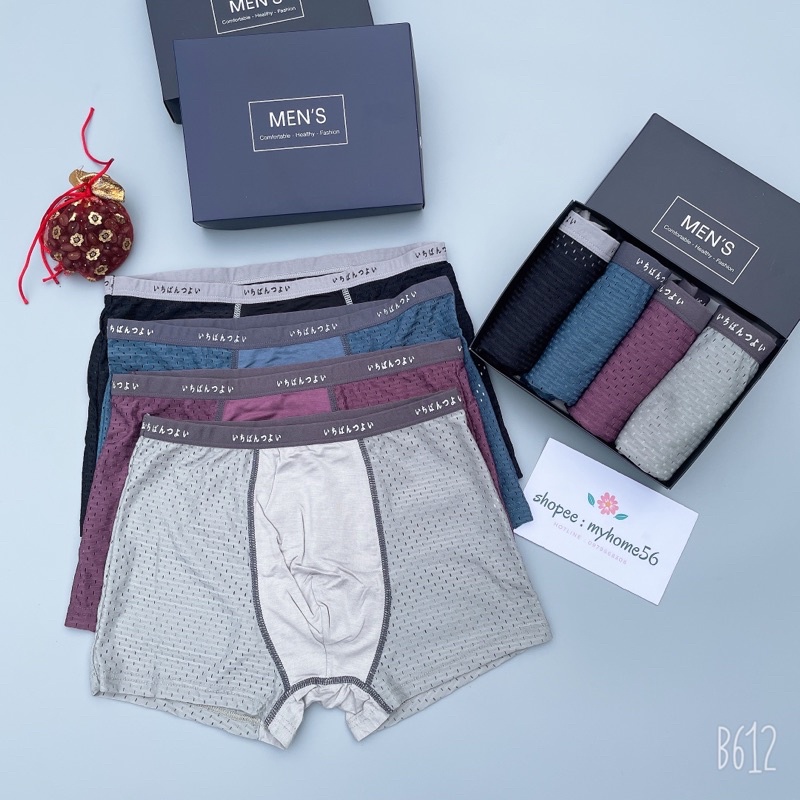 Hộp 4 quần sịp đùi thông hơi nhật bản full box 684