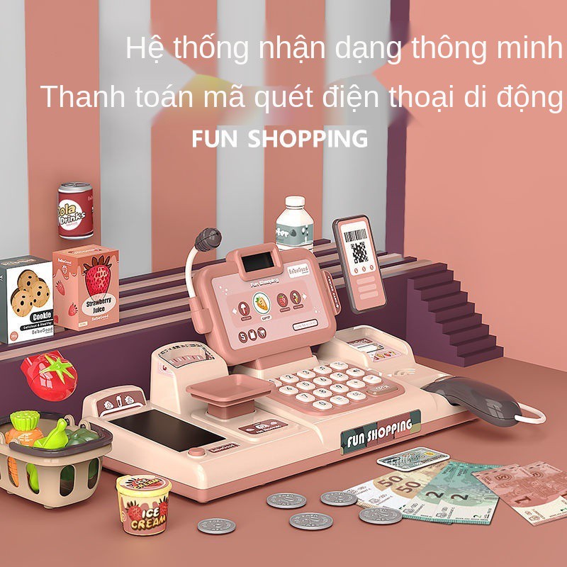 Máy tính tiền đồ chơi trẻ em mô phỏng siêu thị play house bộ quà tặng sinh nhật bé gái 3-6 tuổi 4