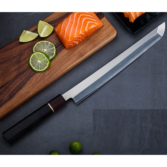 Dao thái sashimi cắt sushi kiểu Nhật phiên bản đặc biệt làm từ thép 9Cr15MoV lưỡi dày 4mm hàng nội địa Trung Quốc