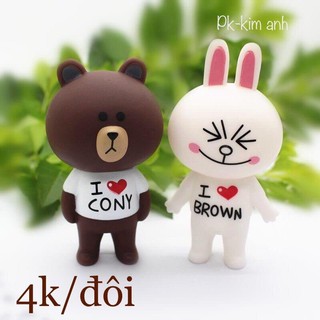 [FREESHIP❤️] 10 Cặp Gấu Nâu Thỏ Trắng- Trang trí bánh sinh nhât bánh kem