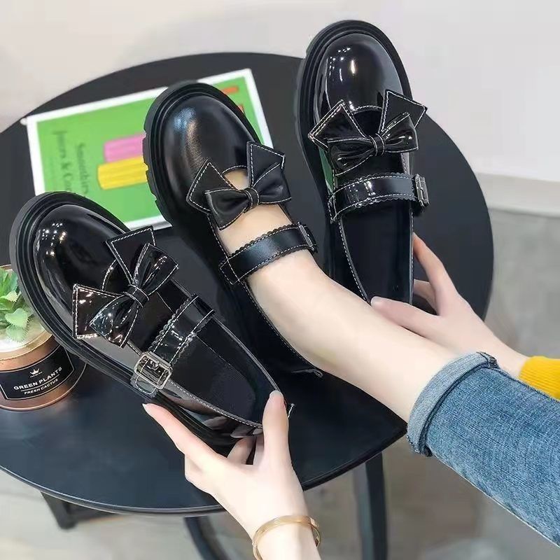 Giày Da Đính Nơ Phong Cách Lolita Nhật Bản Cho Nữ Size 35-44 41 jk 42 43