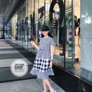 Đầm suông phối caro cực xinh