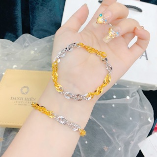 Lắc tay xoắn mạ bạch kim Italy