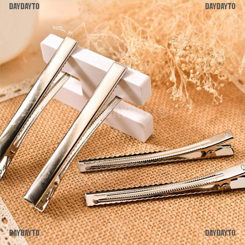 [DAYDAYTO] Set 20 Kẹp Tóc Cá Sấu Kim Loại Màu Bạc Mới DIY