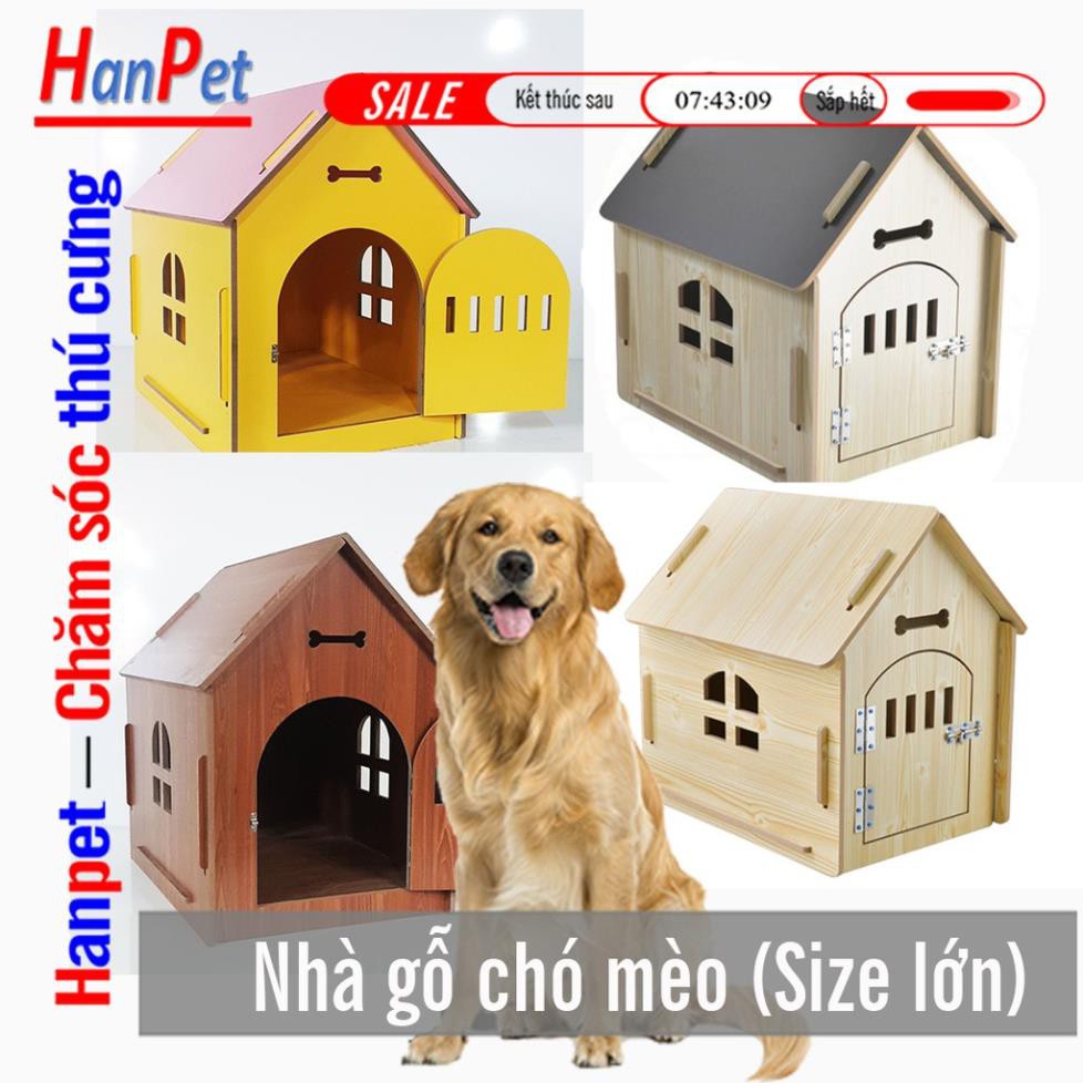 Hanpet.GV- (Size lớn) Chuồng nuôi chó mèo bằng bằng gỗ MDF nhà cho chó dưới 20kg (chọn màu)
