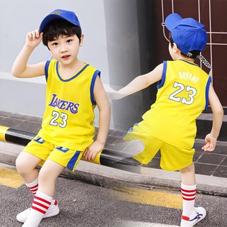 Bộ đồ bóng rổ trẻ em đội Laker VÀNG, siêu thấm hút mồ hôi (cho bé từ 7 đến 45kg)
