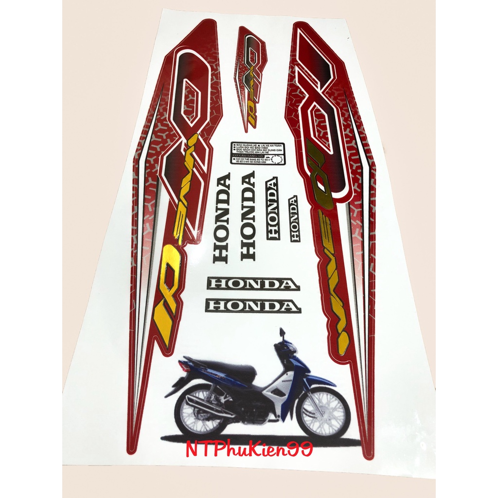 Tem Wave Zin GHÉP CROM Màu Đỏ Dán cho Wave 50cc-100cc-110cc