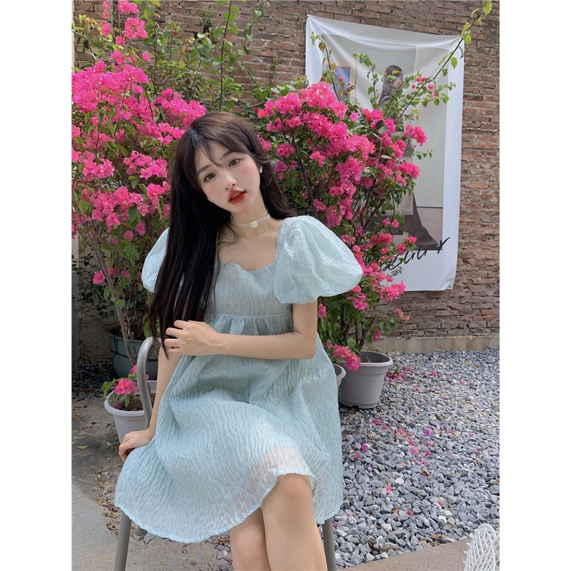 Đầm nữ dáng xòe tay phồng Emilyshop ulzzang