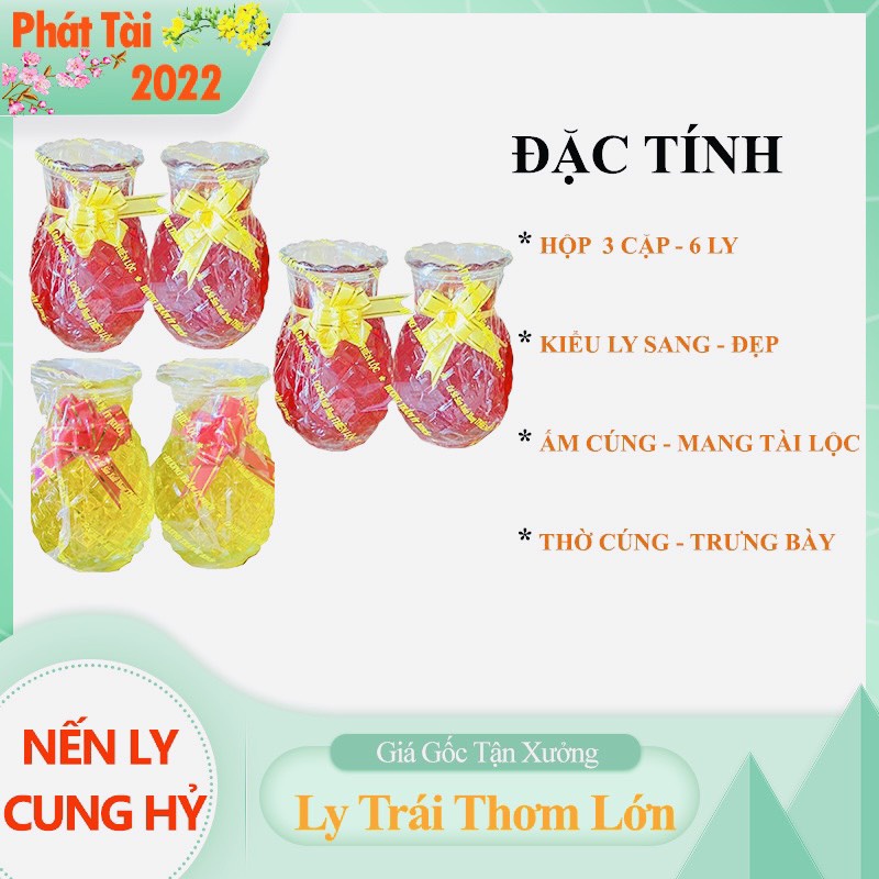 Vàng Đỏ Sang Trọng Nến Ly Cung Hỷ