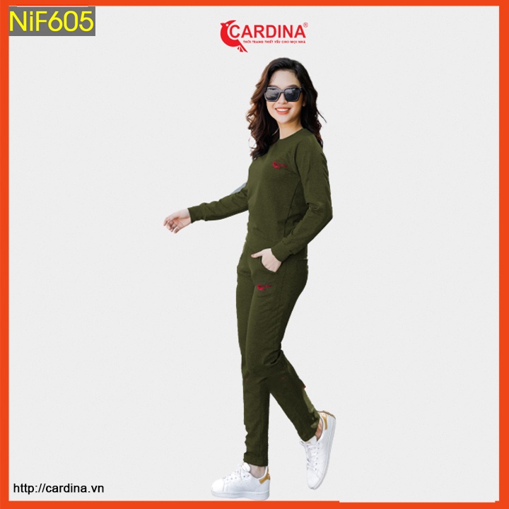 Bộ nỉ nữ CARDINA chất cotton da cá dáng thể thao cao cấp, trẻ trung, năng động NiF6.