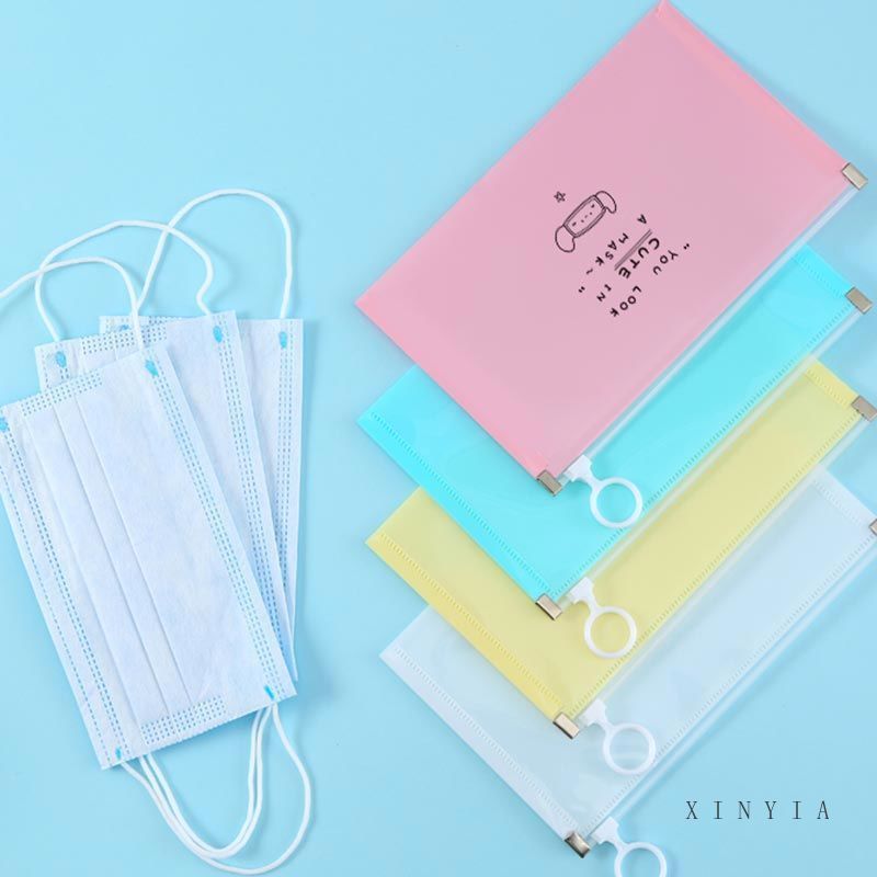 Túi đựng khẩu trang có dây khóa kéo chống thấm nước họa tiết Hàn Quốc tiện dụng có thể rửa sạch dùng khi đi du lịch