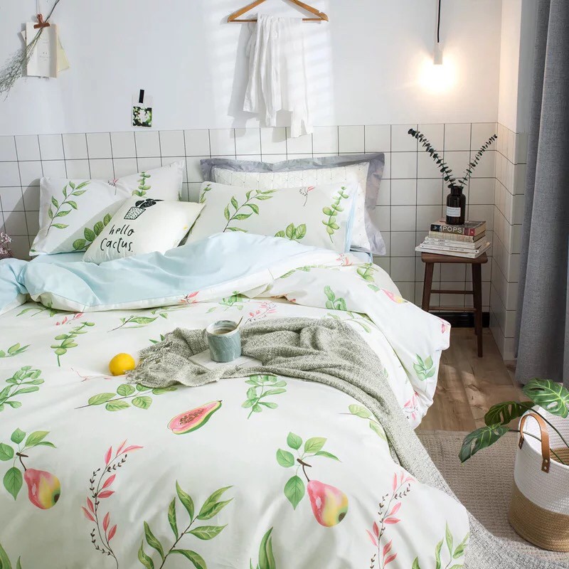 Bộ vỏ chăn ga gối cotton 100% (Quả Đu Đủ)