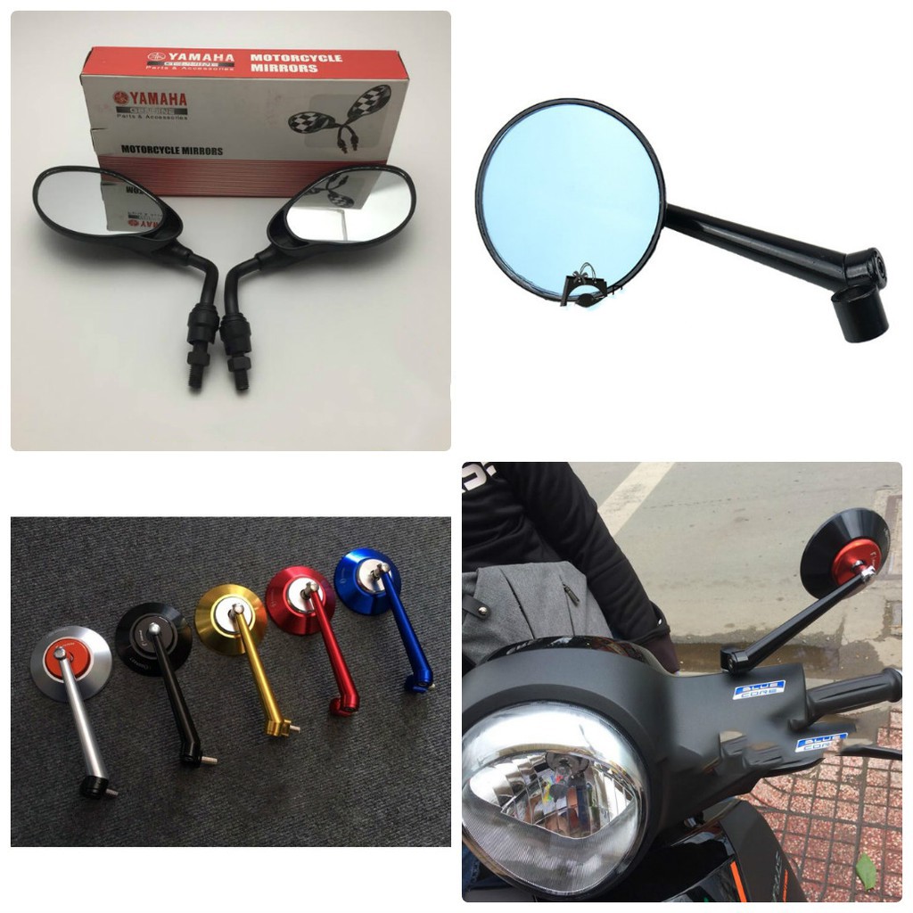 Kính chiếu hậu gương chiếu hậu xe máy hình tròn chất liệu kim loại nhiều màu sắc