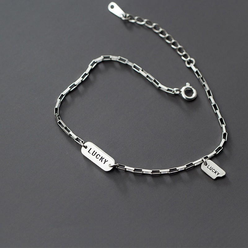 [Freesize] Lắc Tay/Vòng Tay Nữ Bạc 925 Cao Cấp ERA SHOP 077901 - Bảng Lucky Cá Tính, Độc Đáo, Đơn Giản, Rẻ Đẹp