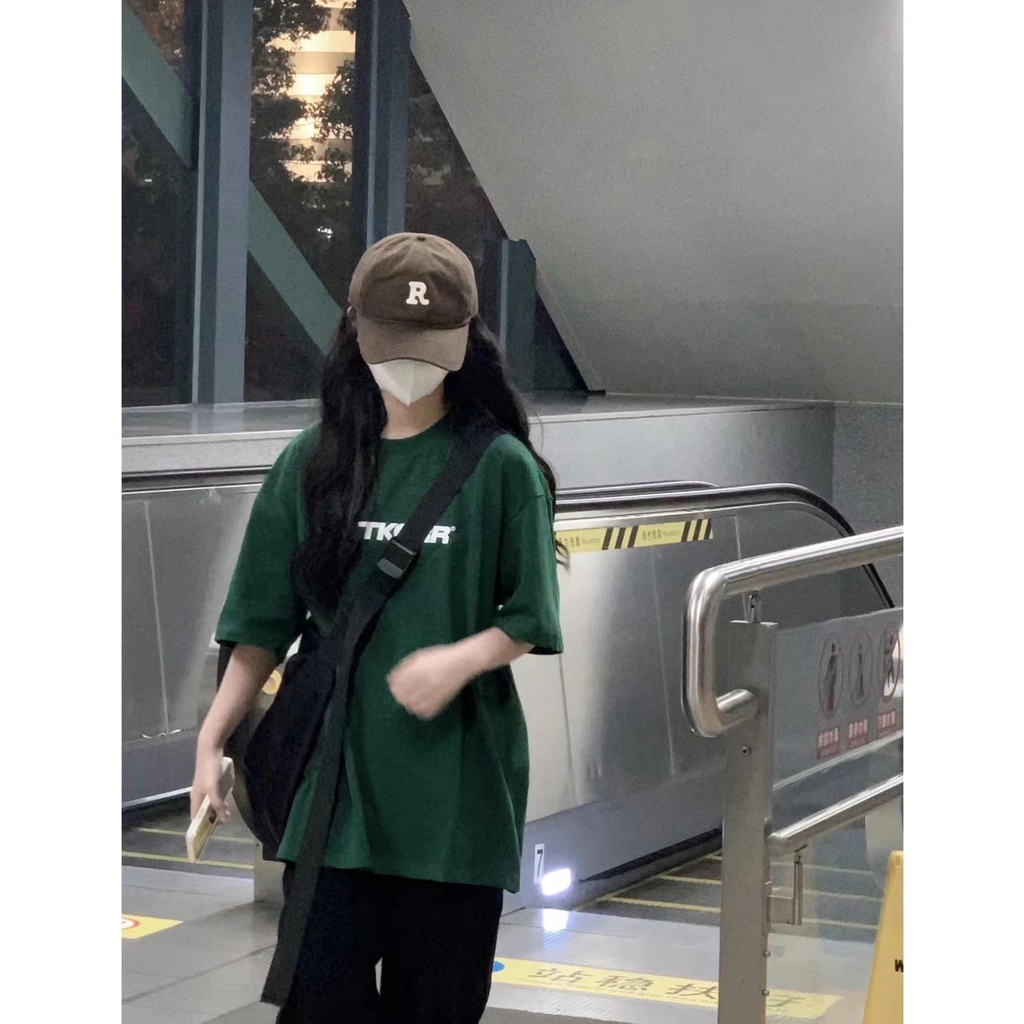 Áo thun xanh rêu tay lỡ form rộng unisex Dittkorr Neko.sg ATL308