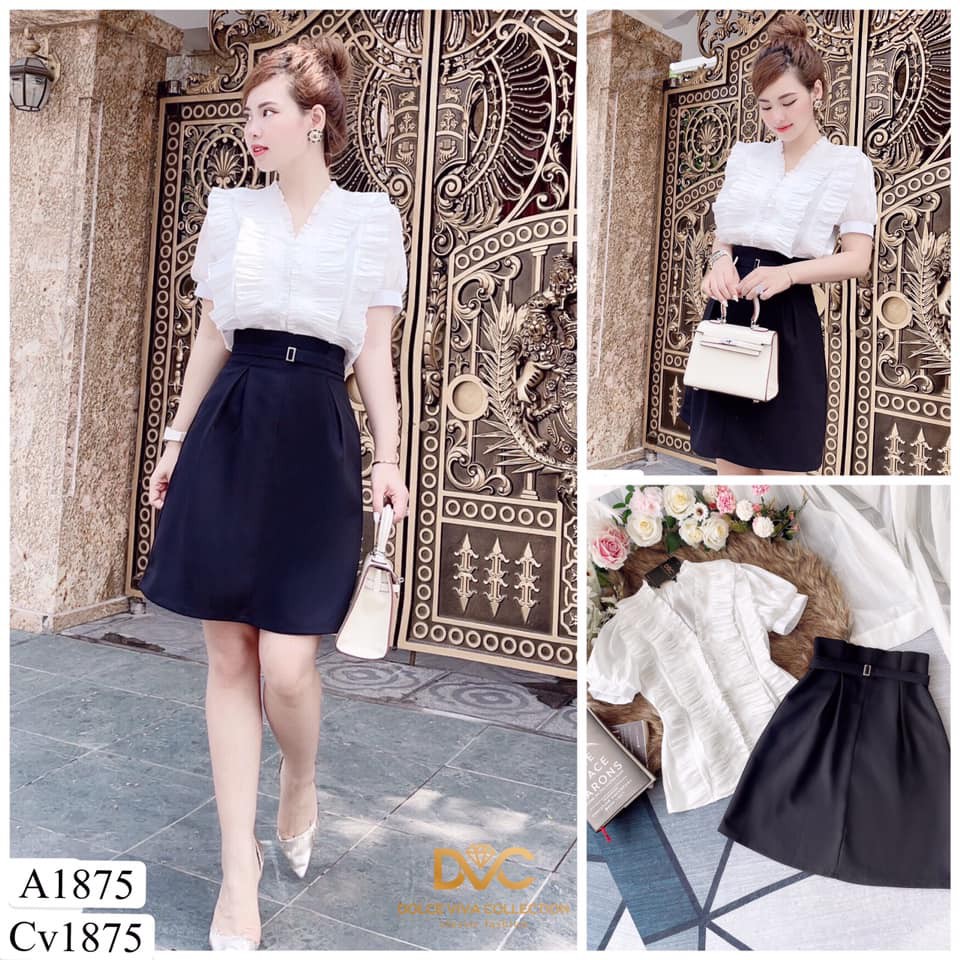 Áo trắng bèo ngực A1875 - Mimo shop phân phối chính thức ( Kèm ảnh thật trải sàn do shop tự chụp)