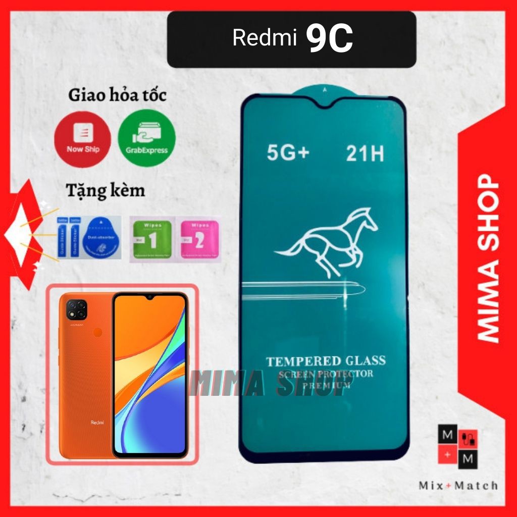 Kính Cường Lực Xiaomi Redmi 9C - Siêu Mượt-Full màn cao cấp- Cảm ứng siêu nhạy-Không bám vân tay