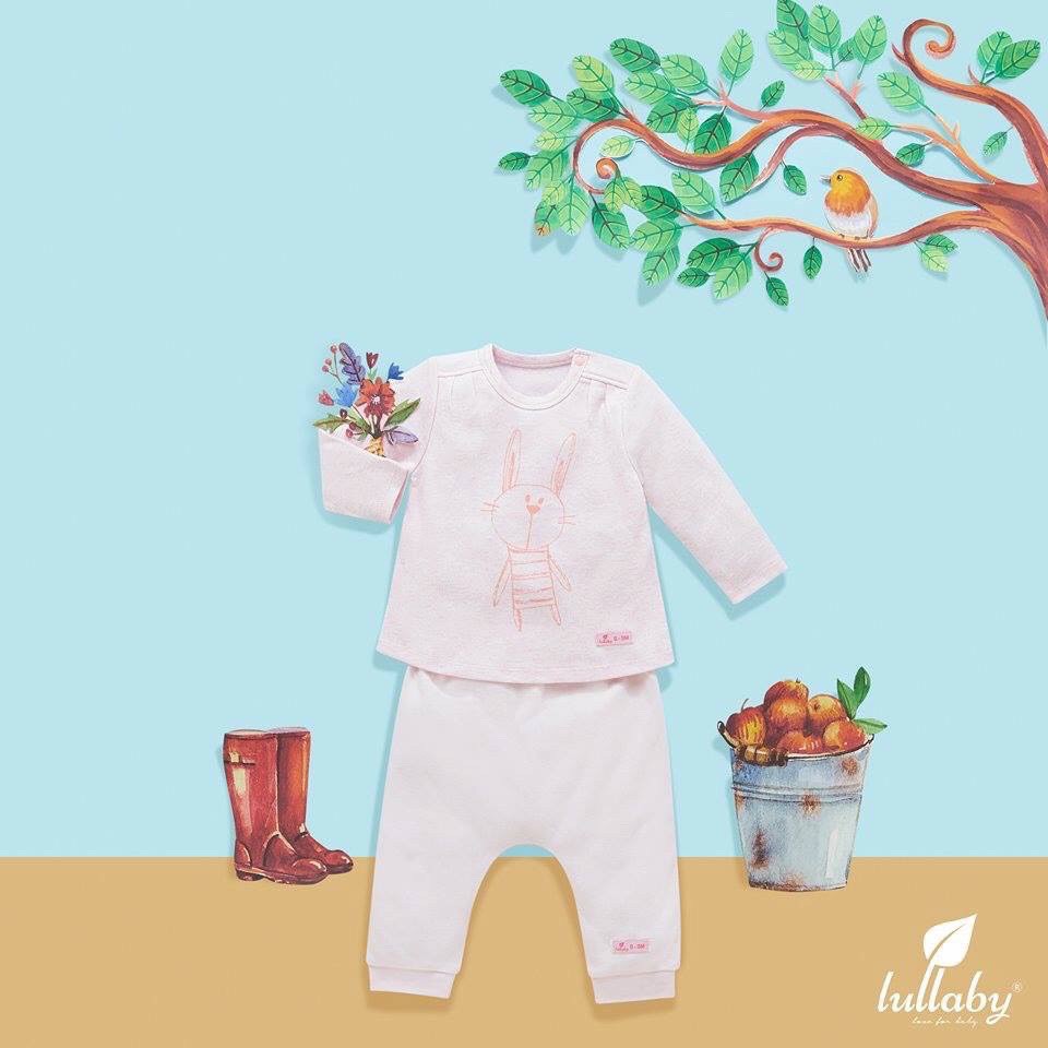 [CHÍNH HÃNG] Bộ áo dài tay cài vai cotton in họa tiết động vật Lullaby