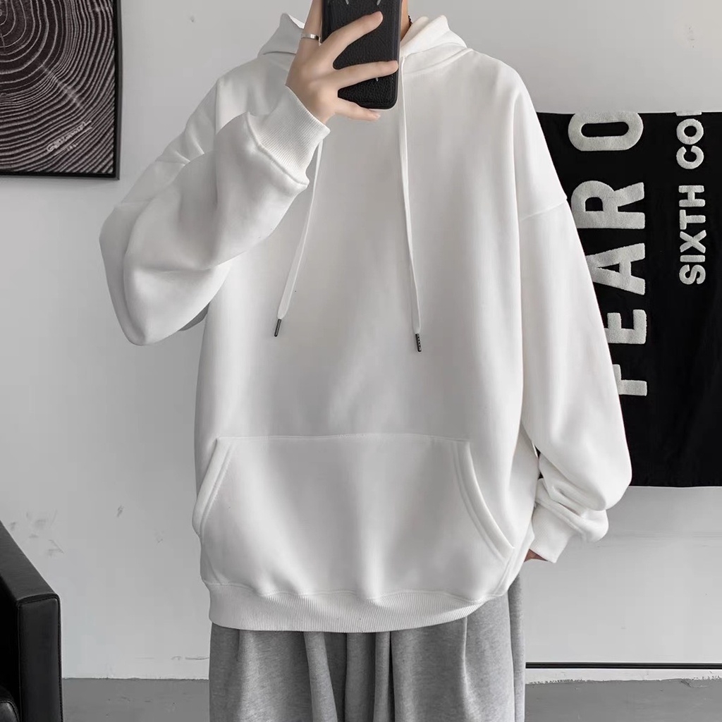 Áo Hoodie Đen Trắng Trơn Nỉ Nam Nữ Unisex  Đen Trắng Form Rộng Oversize Hàn Quốc Basic Streetwear.