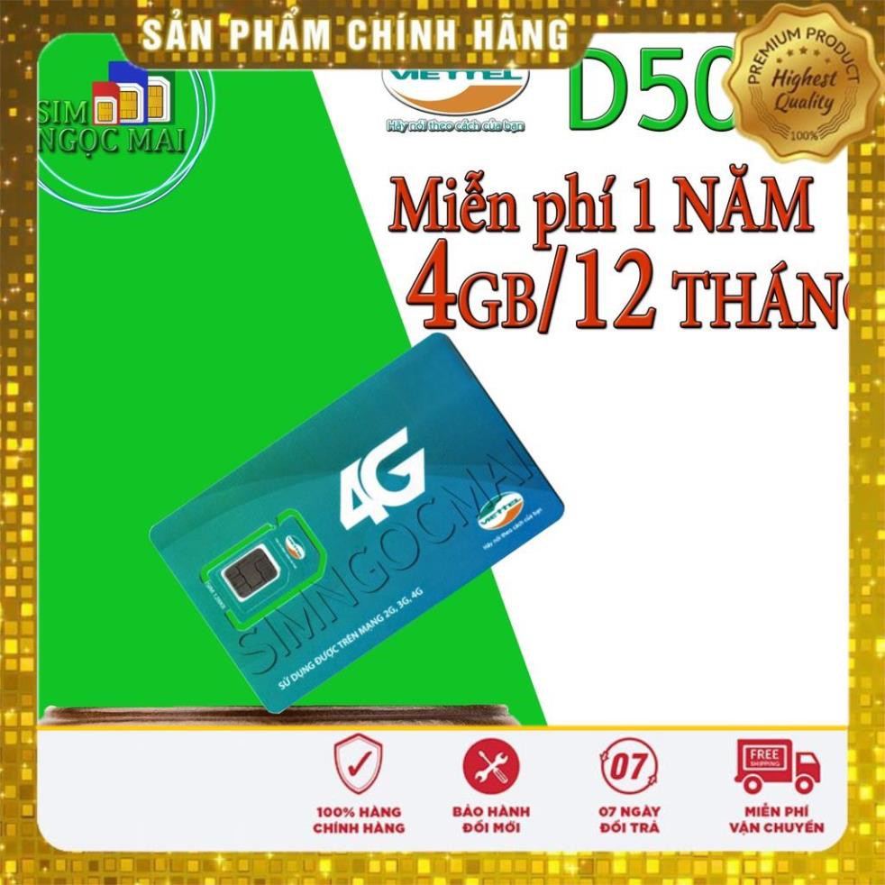 Siêu sale_ [FREESHIP] Sim 4G Viettel D500 - D500T  5Gb/tháng Trọn Gói 1 Năm Không Nạp Tiền - NGHE GỌI ĐƯỢC