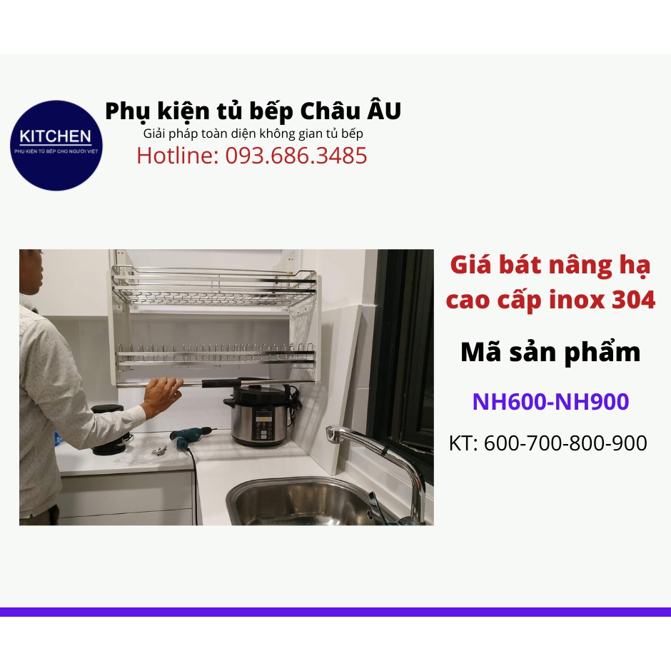 Giá Bát Nâng Hạ Cao Cấp Inox 304 Kitchen World