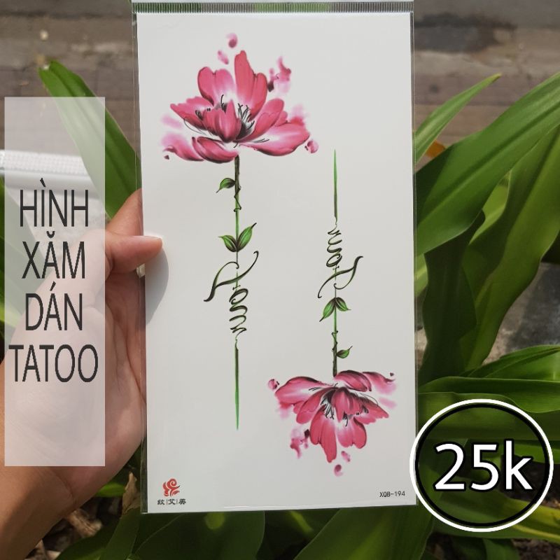 Hình xăm hoa chữ đẹp. Tatoo size vừa xqb194