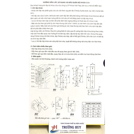 [chính hãng] Khoá cửa đi Việt Tiệp 04380 dùng cửa nhôm hệ 700, sắt hộp 3x6 - Bảo hảnh 3 năm