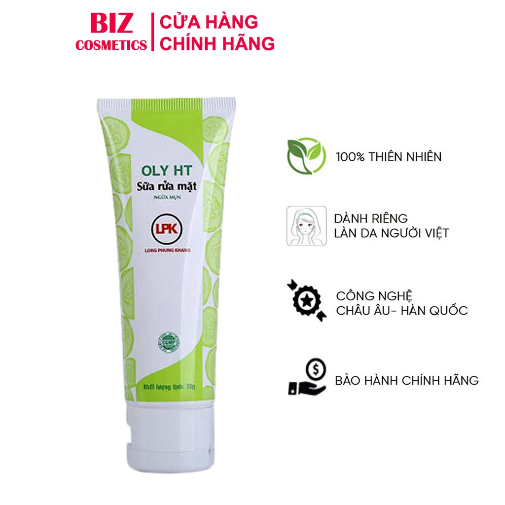 Sữa rửa mặt Oly HT trắng da, ngừa mụn tinh chất dưa leo 70ml