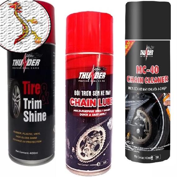 [Combo 3 chai thunder] Vệ Sinh Sên + Dưỡng Sên + Dưỡng nhựa nhám, đánh bóng lốp, dung dịch vệ sinh sên và bôi trơn sên