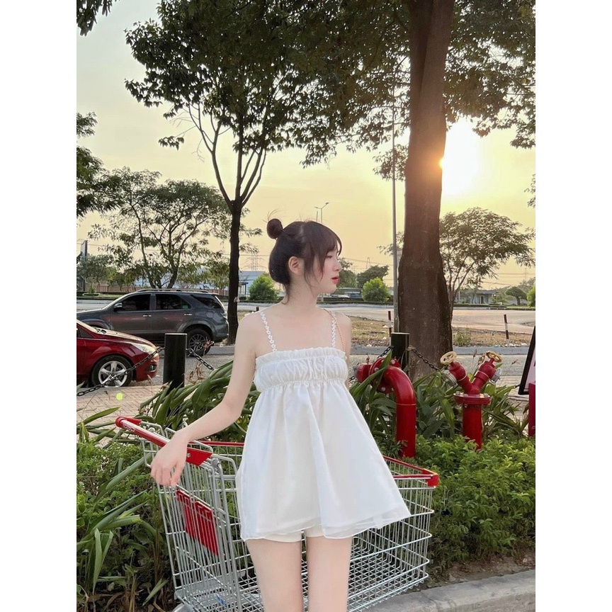 Set áo dây ren kèm quần short diện siêu sang chảnh