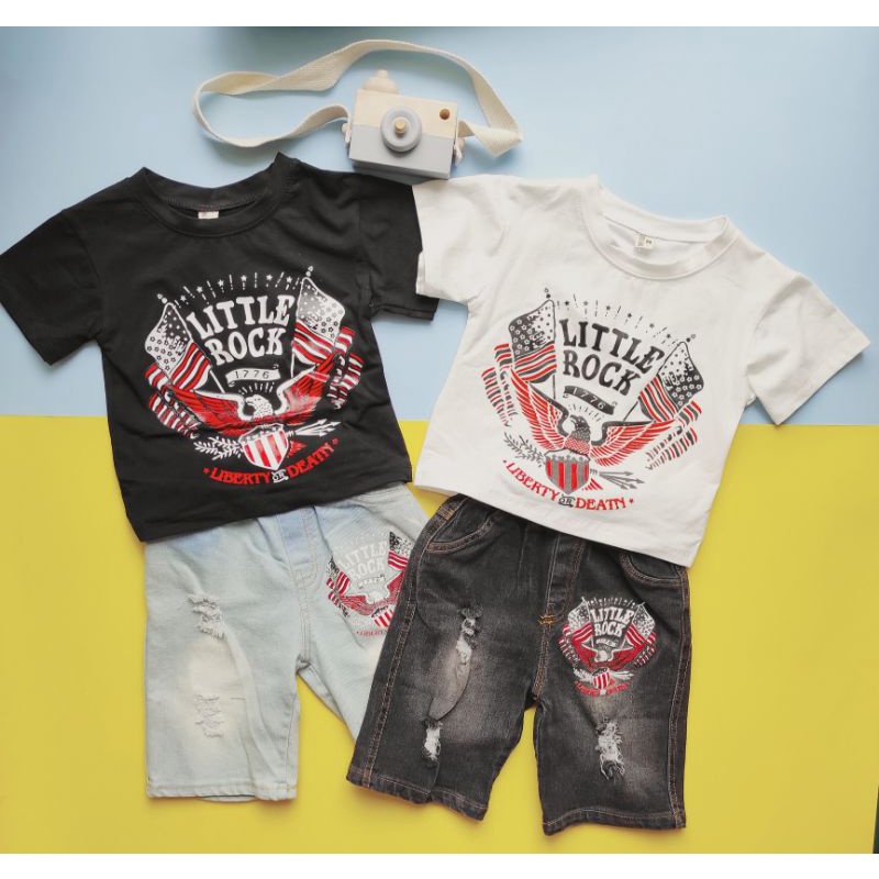 Sét Quần Jeans Áo Cotton Rock Ngầu Cho Bé