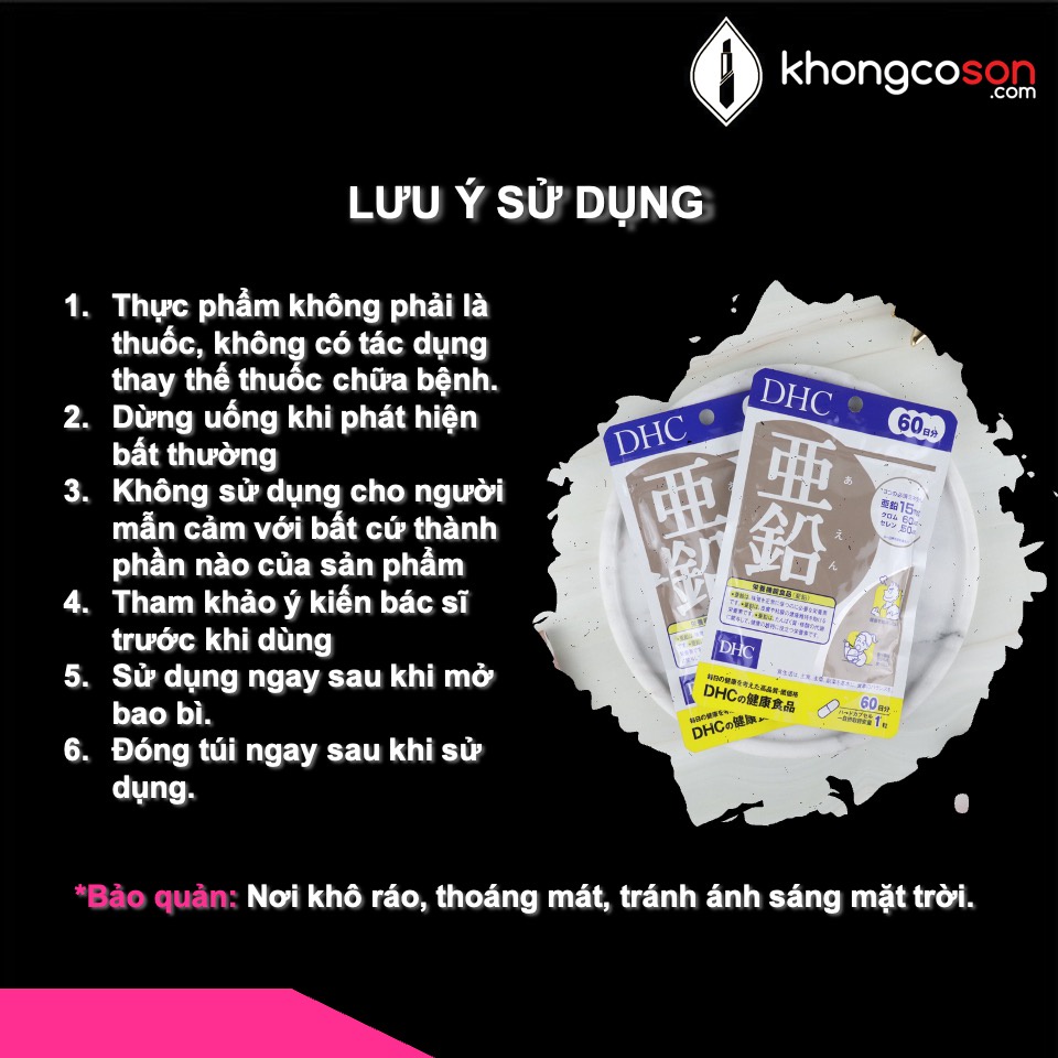 Kẽm DHC Viên Uống Giảm Mụn Và Bổ Não DHC ZinC 15 và 30 ngày -Khongcoson