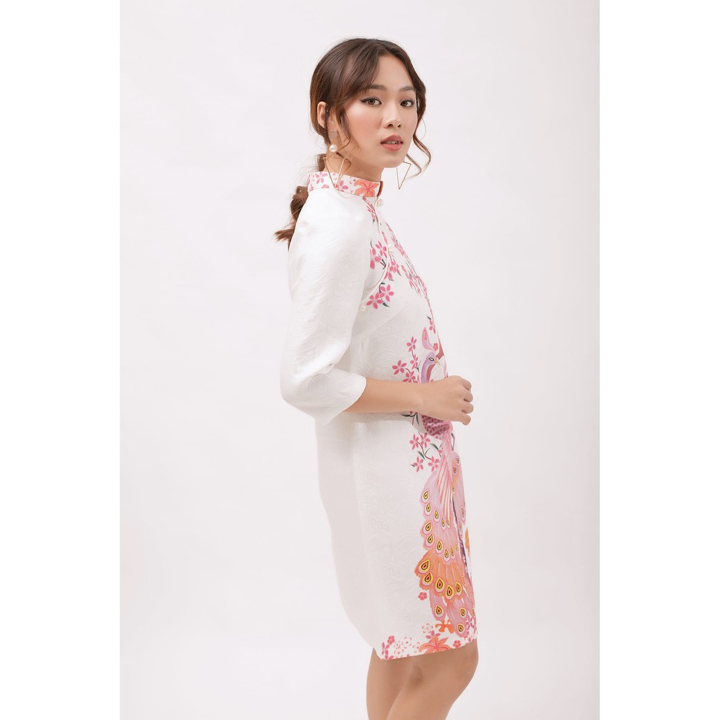Đầm Gấm, Sườn Xám Cách Tân Chất Gấm Dày Họa Tiết Đôi Công Phong Cách Retro Quyến Rủ Cho Nữ. | BigBuy360 - bigbuy360.vn