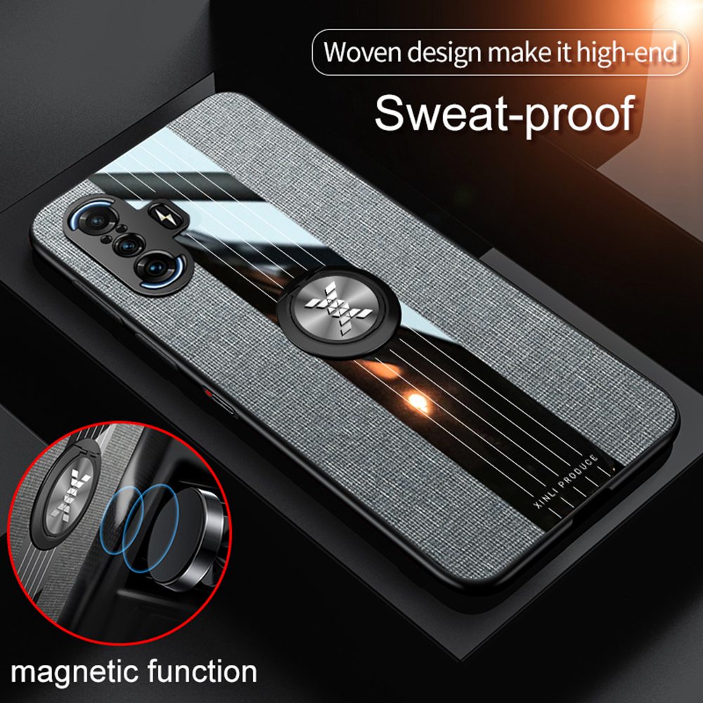 Ốp Điện Thoại TPU Mềm Phối Vải Dệt Có Giá Đỡ Nam Châm Thời Trang Cho Xiaomi Redmi K40 Gaming
