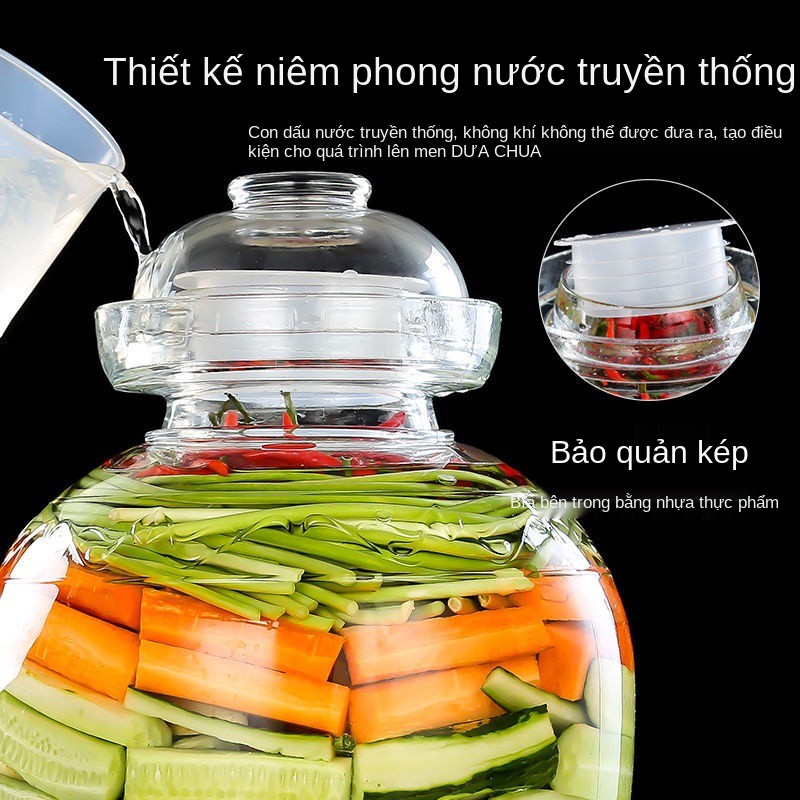 Hũ kim chi, dưa cải thủy tinh, đựng nước gia dụng chua Tứ Xuyên và ngập cực lớn