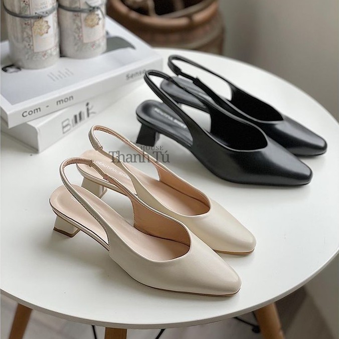 Giày Sandal Nữ Cao Gót Mũi Tròn Slingback Basic - SA007