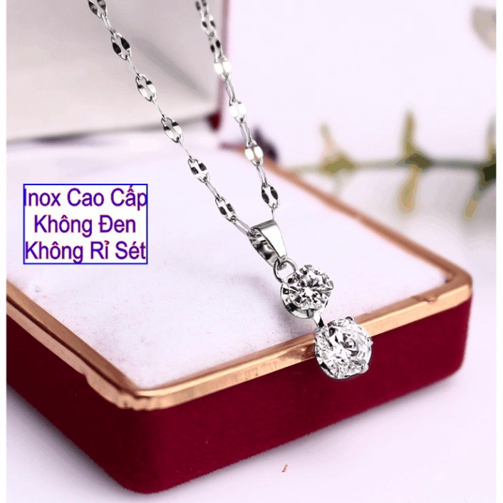 Vòng cổ mặt đá Zircon cho bé kiểu dây me - An toàn cho trẻ - Cam kết 1 đổi 1 nếu hoen, gỉ