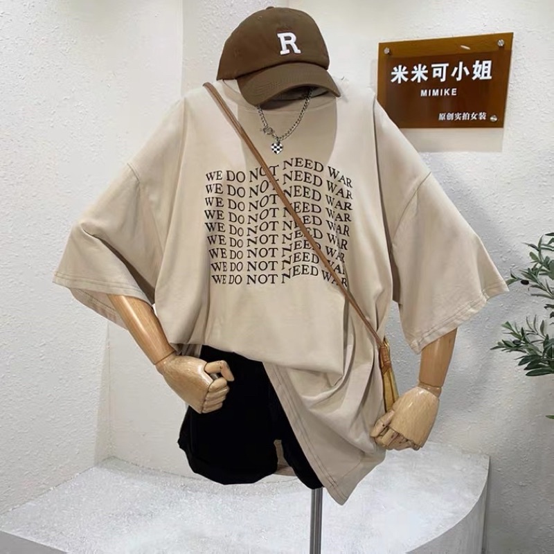 Áo phông 3158, áo thun tay lỡ form rộng chất cotton in chữ WE