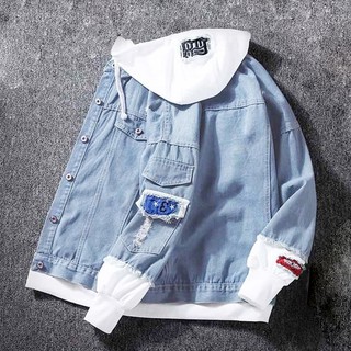 Áo khoác jean nam nữ unisex Chollima màu xanh trắng AKN02