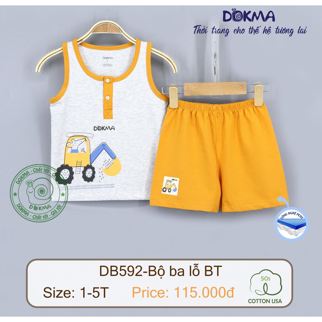 (1-5Y) Bộ ba lỗ vải cotton kiểu dáng thể thao cho bé trai - DOKMA