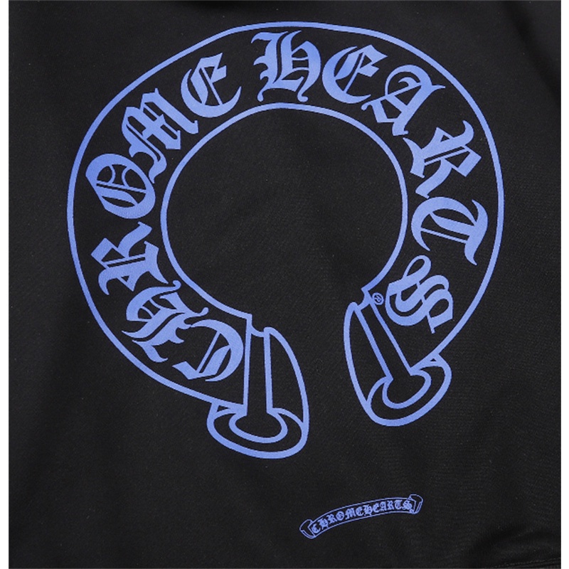 Áo Hoodie Thể Thao Plus Size Tay Dài In Hình Móng Ngựa Màu Xanh Dương Chrome Hearts Dành Cho Nam Và Nữ