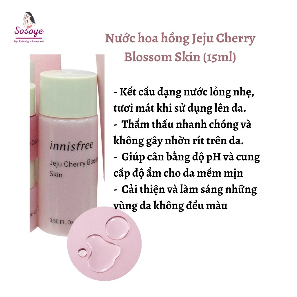 [ Mẫu 2020] Set Dưỡng Trắng Da Innisfree Jeju Cherry Blossom Mini 4 Món