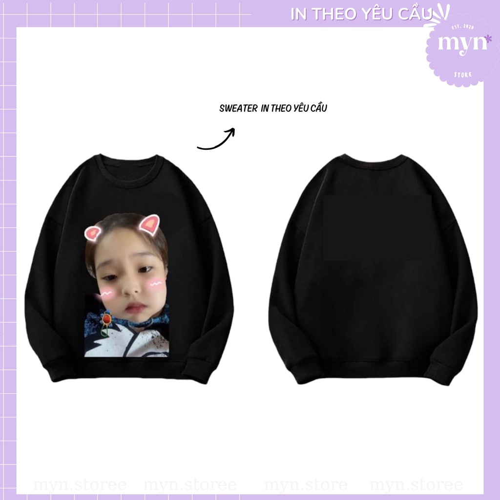 Áo Sweater Dài Tay Đen In Theo Yêu Cầu Nam Nữ Đủ Size