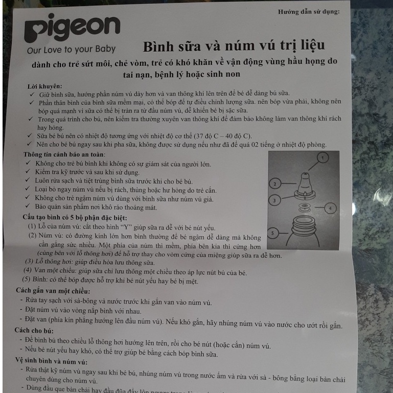 Bình sữa Pigeon chuyên biệt cho trẻ sứt môi, hở hàm ếch | Bình sữa Y Tế chuyên dụng, hỗ trợ trẻ bị tật chẻ vòm