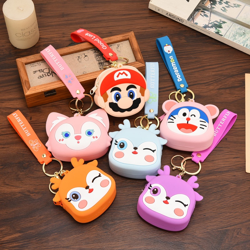 Ví Đựng Tiền Xu Bằng Silicon Có Khóa Kéo Họa Tiết Hoạt Hình Dễ Thương Cho Nữ