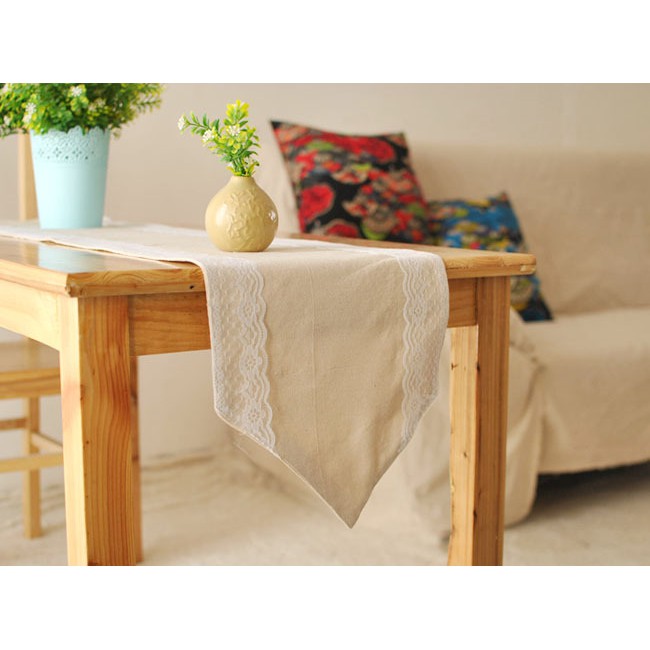 Decorative cotton linen table runner Lace coffee table flag Decorative cushion